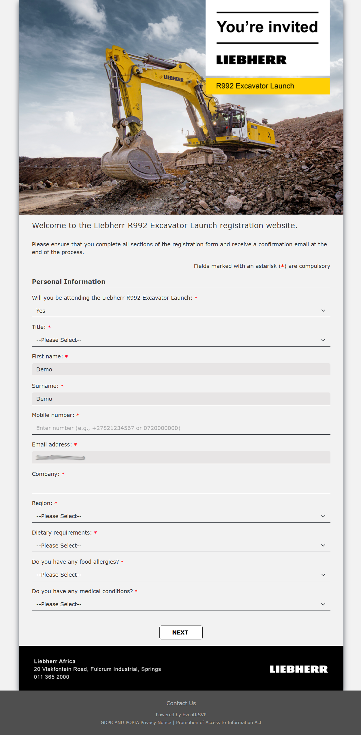 Liebherr Registration