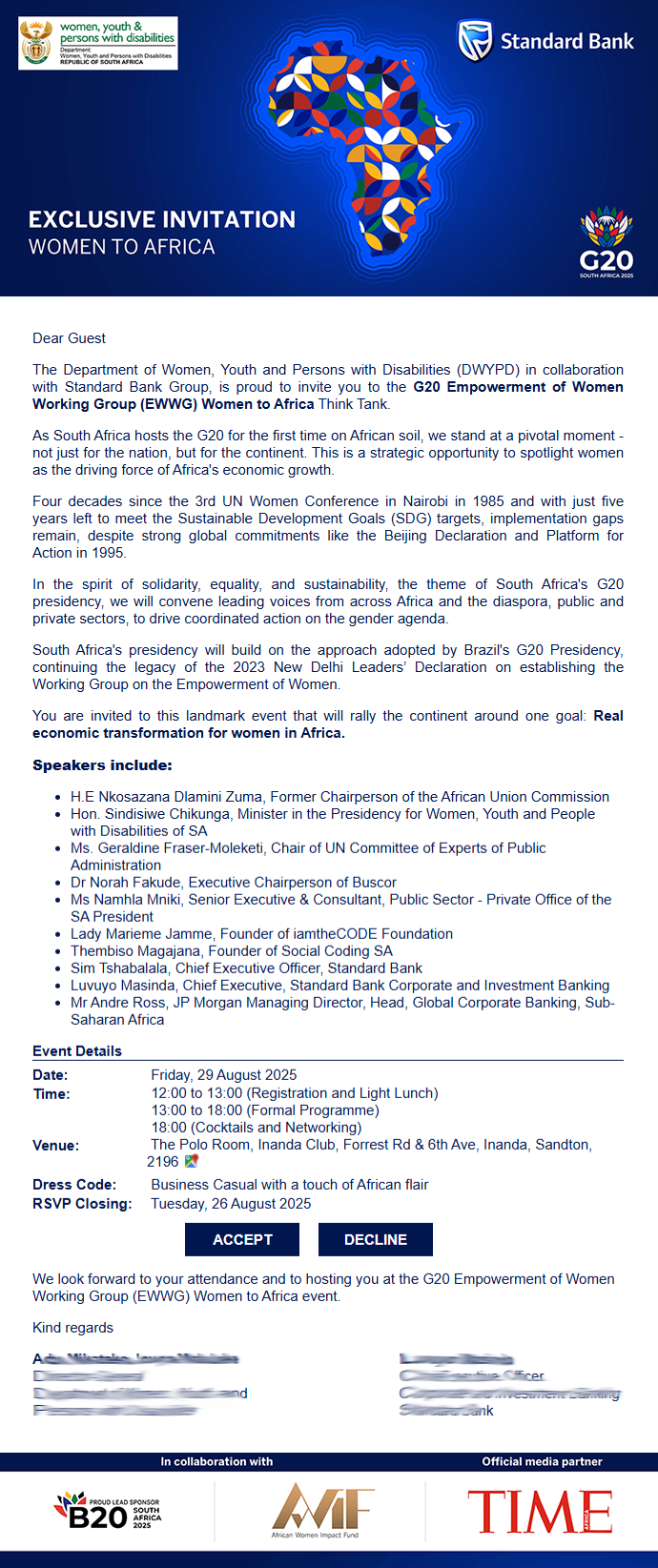 G20 event invitation built and managed by EventRSVP